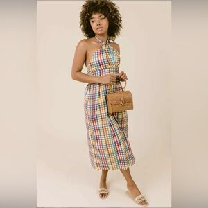 NWOT LaRoque Dress Courtland Crossover Halter Neck Dress 100% cotton Size M